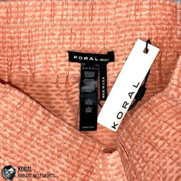 KORAL ACTIVEWEAR RADIANT NETZ SHORTS IN POMPANO ORANGE WOMEN’S MEDIUM - Picture 11 of 16